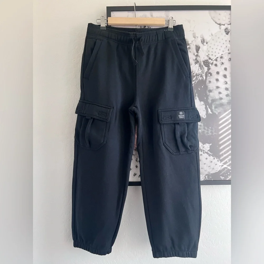 Ninth Hall Stash Youth Black Baggy Cargo Jogger Sweatpants size Large - Picture 3 of 7